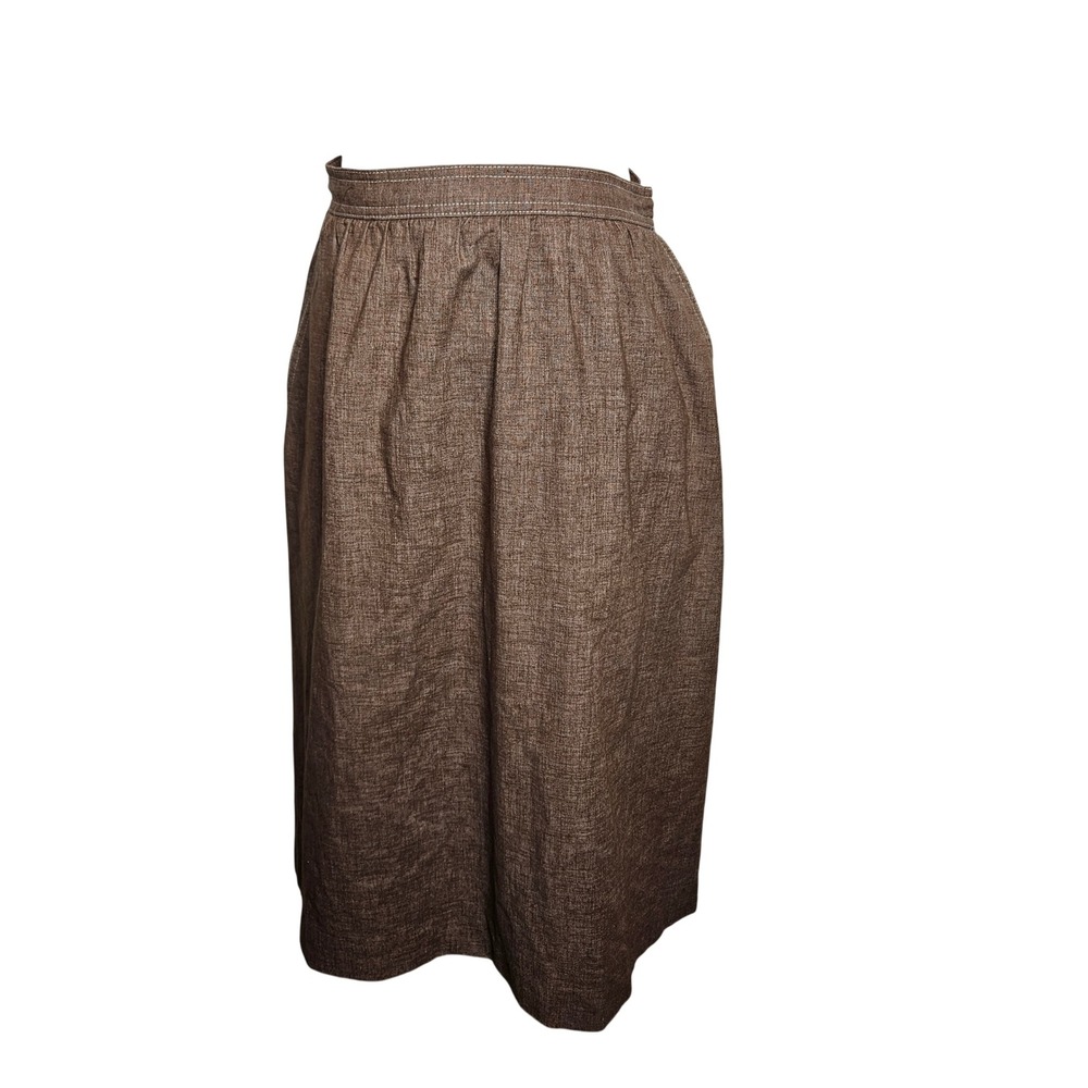 Vintage Country Suburbans‎ Brown Textured Midi Skirt Made in USA ILGWU Size Sm